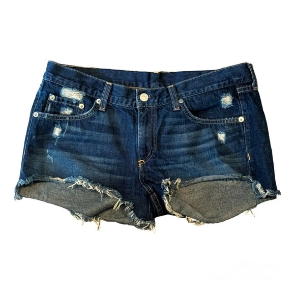Rag & Bone Cut Off Jean Shorts Size 28 Doris Distressed Fray Hem Denim Jorts - Picture 2 of 16